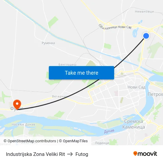 Industrijska Zona Veliki Rit to Futog map