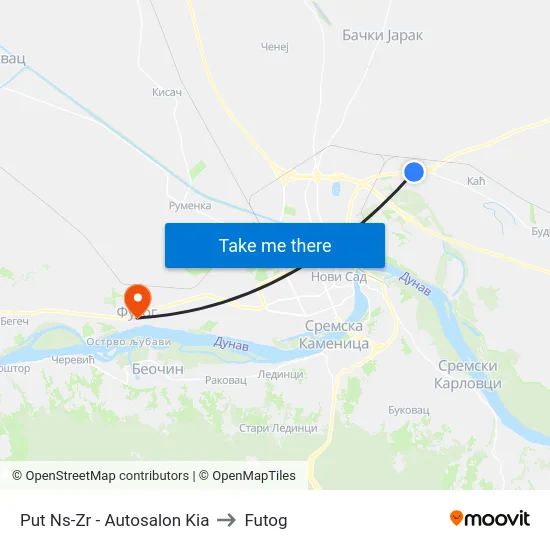 Put Ns-Zr - Autosalon Kia to Futog map