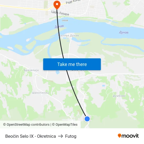 Beočin Selo IX - Okretnica to Futog map