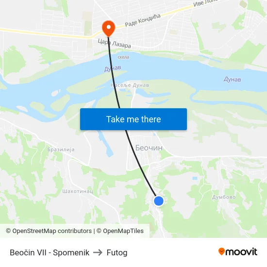 Beočin VII - Spomenik to Futog map