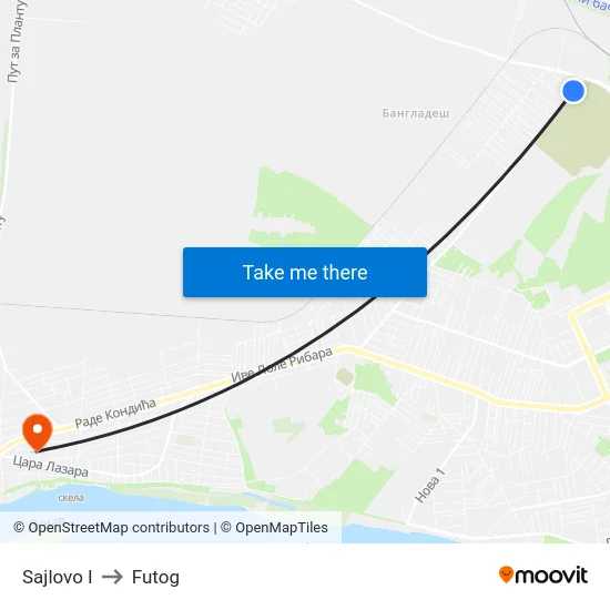 Sajlovo I to Futog map