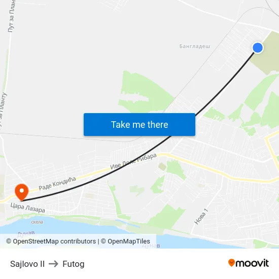 Sajlovo II to Futog map