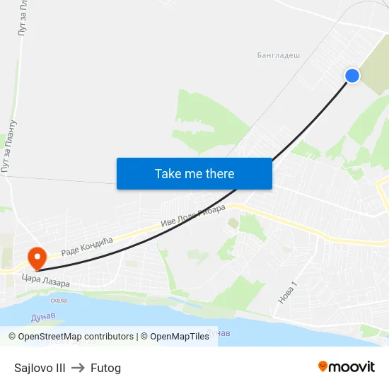 Sajlovo III to Futog map