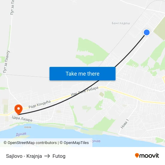 Sajlovo - Krajnja to Futog map