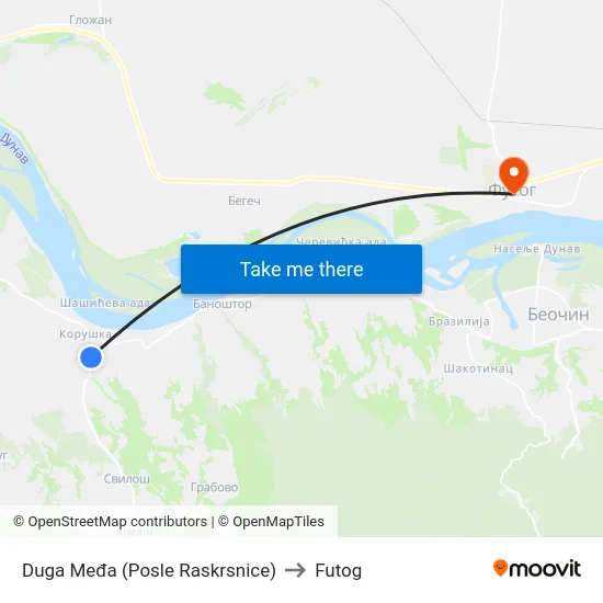 Duga Međa (Posle Raskrsnice) to Futog map
