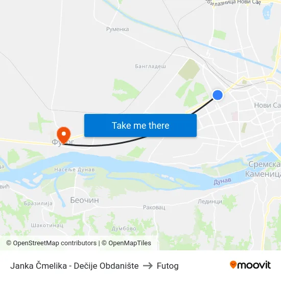 Janka Čmelika - Dečije Obdanište to Futog map