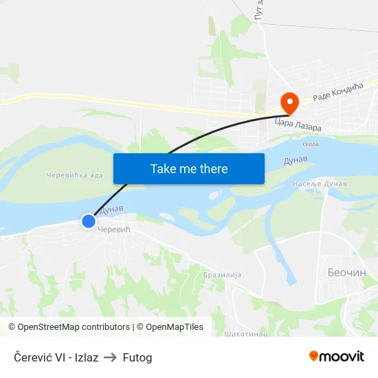 Čerević VI - Izlaz to Futog map