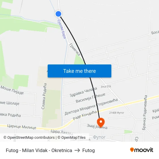 Futog - Milan Vidak - Okretnica to Futog map