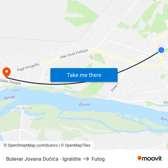 Bulevar Jovana Dučića - Igralište to Futog map