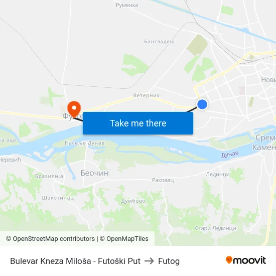 Bulevar Kneza Miloša - Futoški Put to Futog map