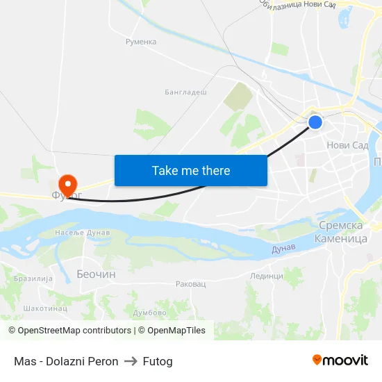 Mas - Dolazni Peron to Futog map