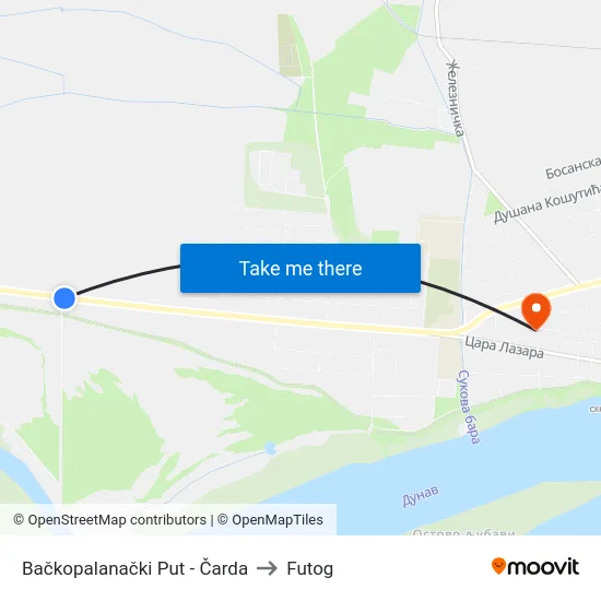 Bačkopalanački Put - Čarda to Futog map
