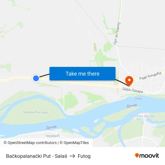 Bačkopalanački Put - Salaš to Futog map