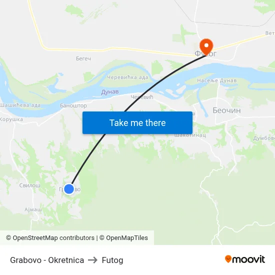 Grabovo - Terminal to Futog map