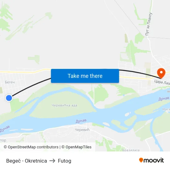 Begeč - Okretnica to Futog map