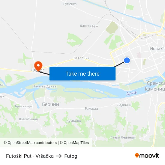 Futoški Put - Vršačka to Futog map
