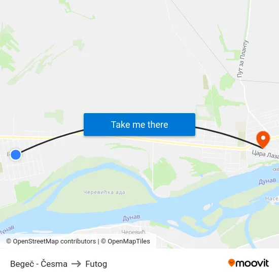 Begeč - Česma to Futog map