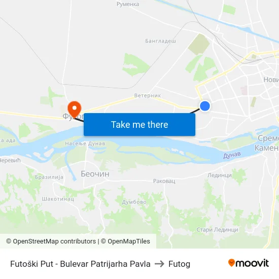 Futoški Put - Bulevar Patrijarha Pavla to Futog map