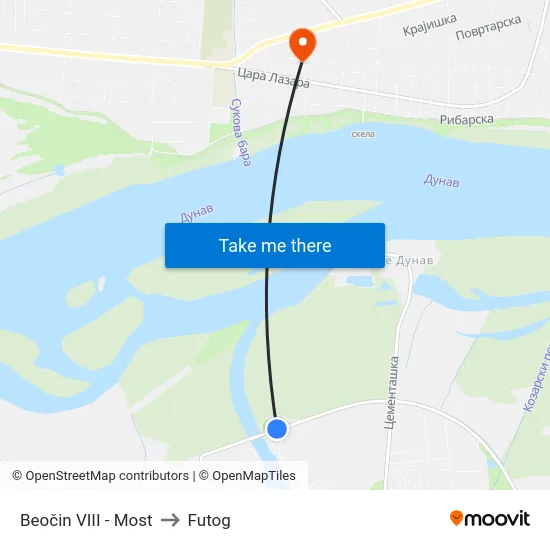 Beočin VIII - Most to Futog map