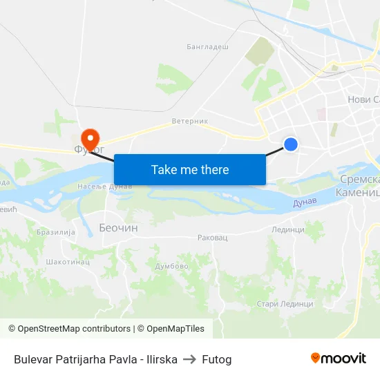 Bulevar Patrijarha Pavla - Ilirska to Futog map