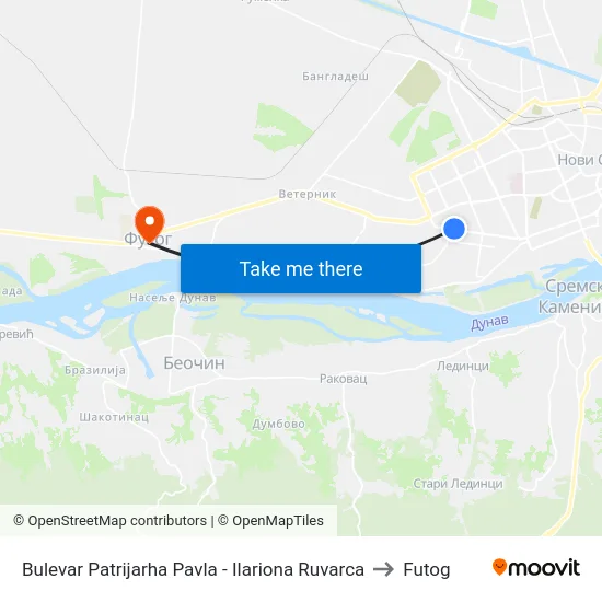 Bulevar Patrijarha Pavla - Ilariona Ruvarca to Futog map