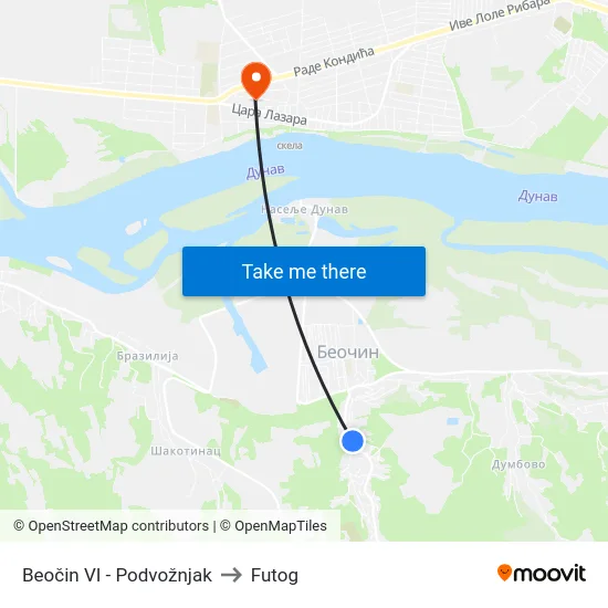 Beočin VI - Podvožnjak to Futog map