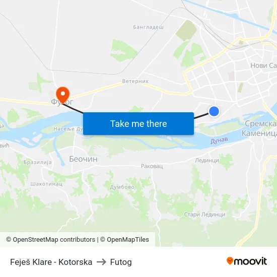 Feješ Klare - Kotorska to Futog map