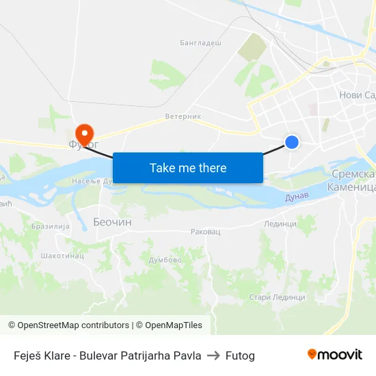 Feješ Klare - Bulevar Patrijarha Pavla to Futog map