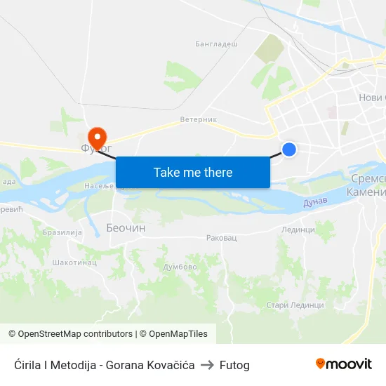 Ćirila I Metodija - Gorana Kovačića to Futog map