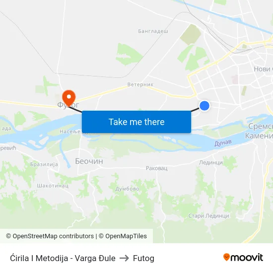 Ćirila I Metodija - Varga Đule to Futog map