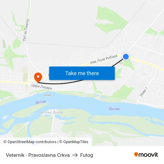 Veternik - Pravoslavna Crkva to Futog map