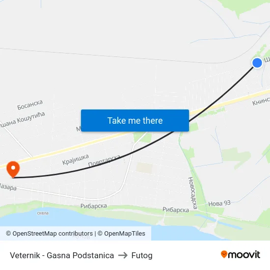 Veternik - Gasna Podstanica to Futog map