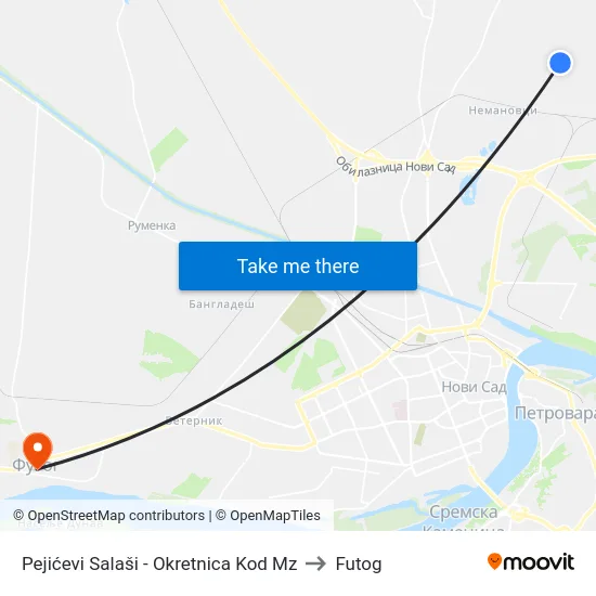 Pejićevi Salaši - Okretnica Kod Mz to Futog map