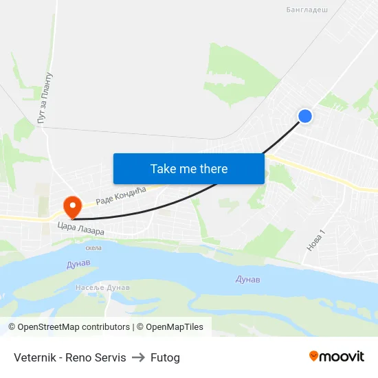 Veternik - Reno Servis to Futog map