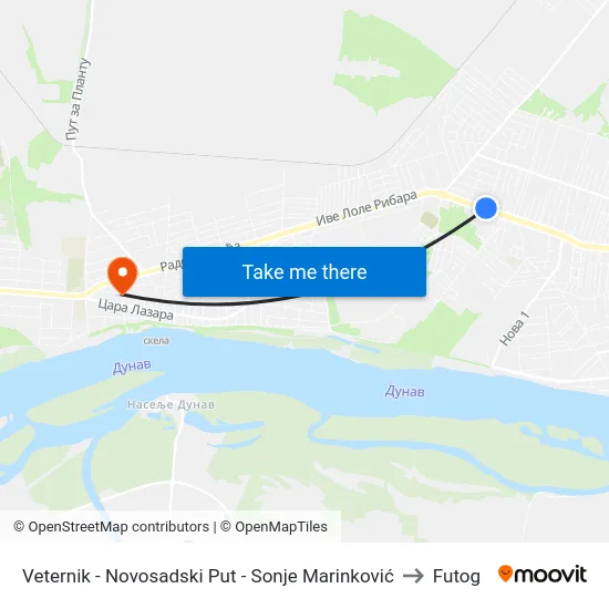 Veternik - Novosadski Put - Sonje Marinković to Futog map