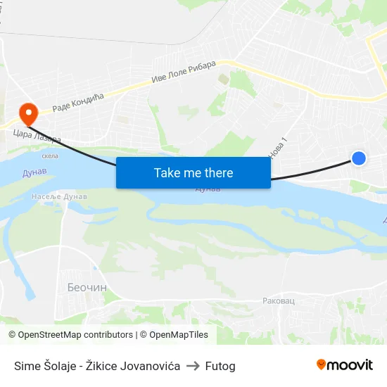 Sime Šolaje - Žikice Jovanovića to Futog map