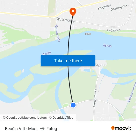 Beočin VIII - Most to Futog map