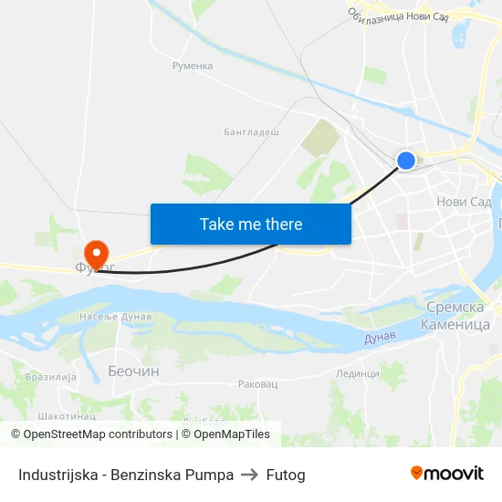 Industrijska - Benzinska Pumpa to Futog map