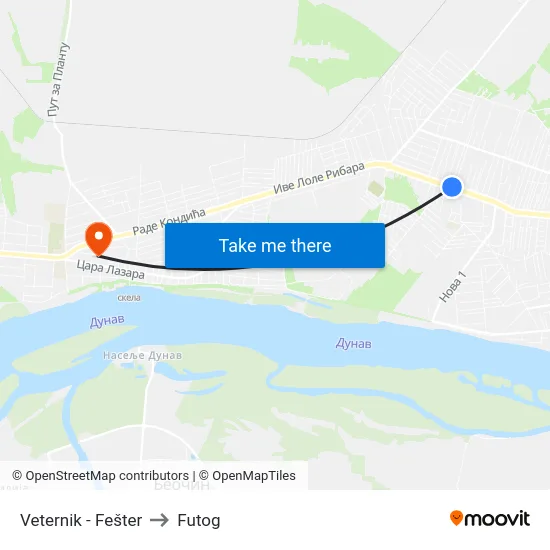 Veternik - Fešter to Futog map