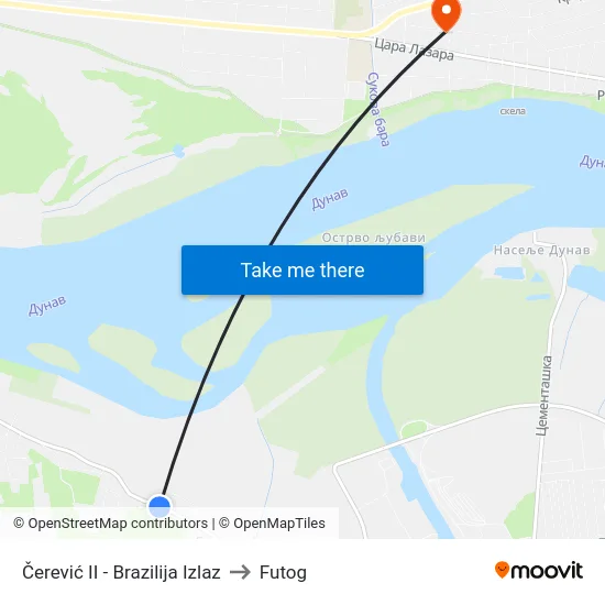 Čerević II - Brazilija Izlaz to Futog map