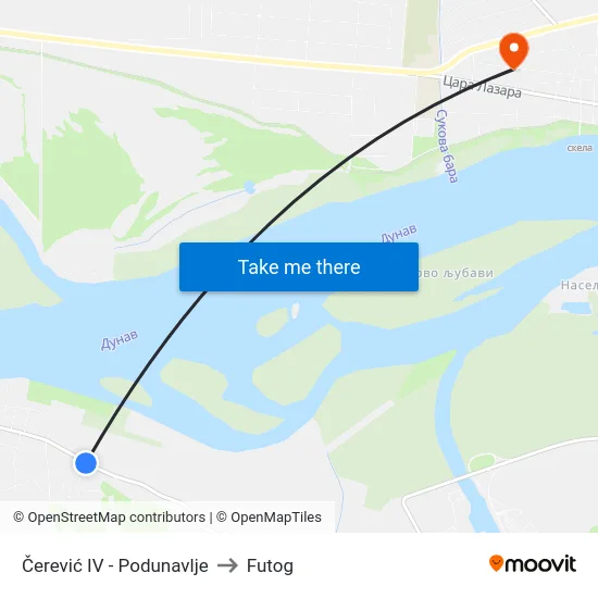 Čerević IV - Podunavlje to Futog map