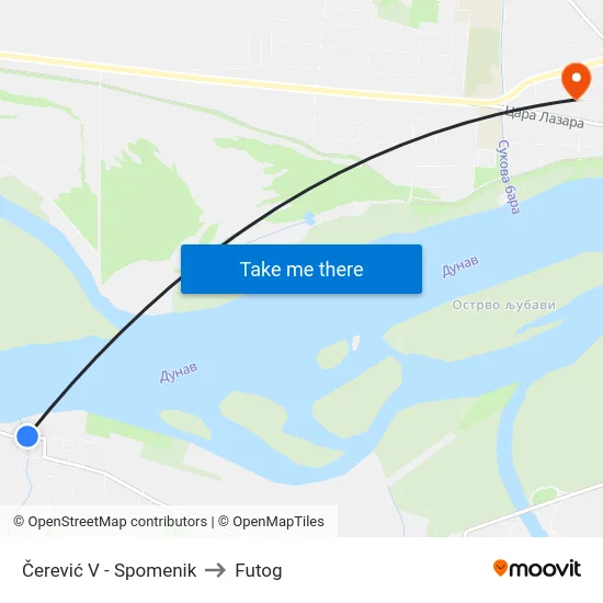 Čerević V - Spomenik to Futog map