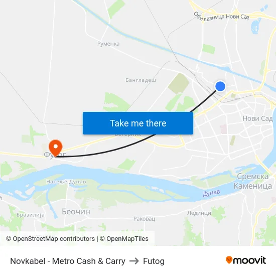 Novkabel - Metro Cash & Carry to Futog map