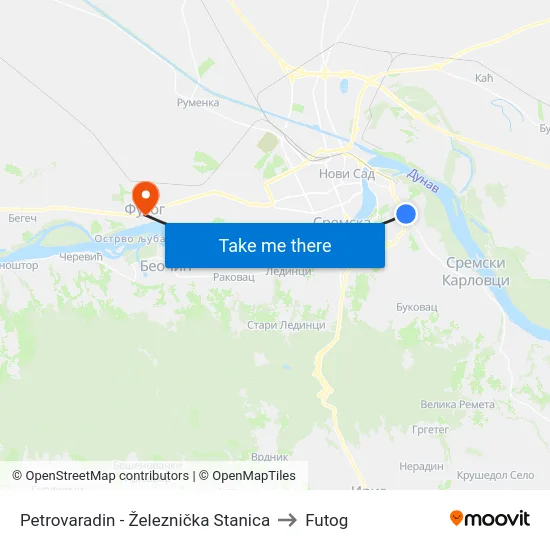 Petrovaradin - Železnička Stanica to Futog map