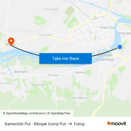 Kamenicki Road - Upper Fish Pond Road to Futog map