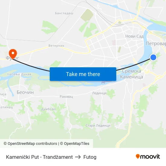 Kamenički Put - Trandžament to Futog map