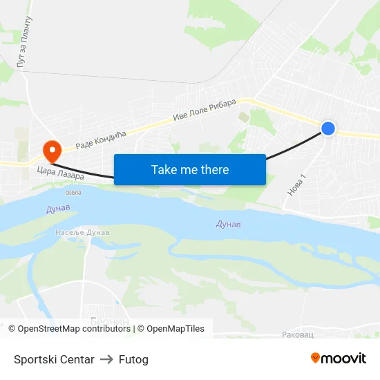 Sportski Centar to Futog map