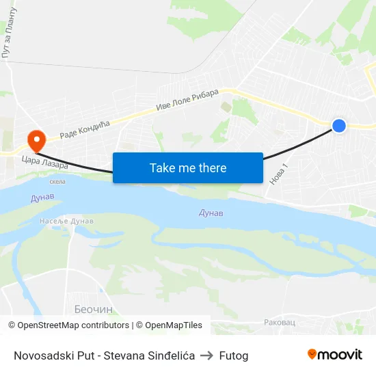 Novosadski Put - Stevana Sinđelića to Futog map