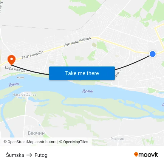 Šumska to Futog map