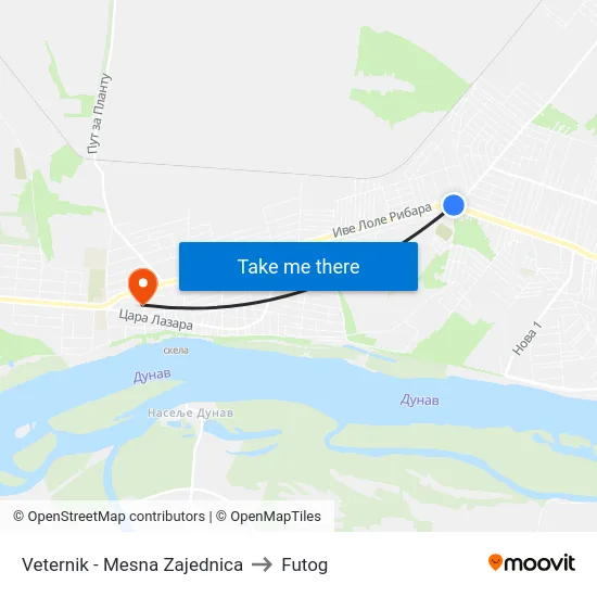 Veternik - Mesna Zajednica to Futog map